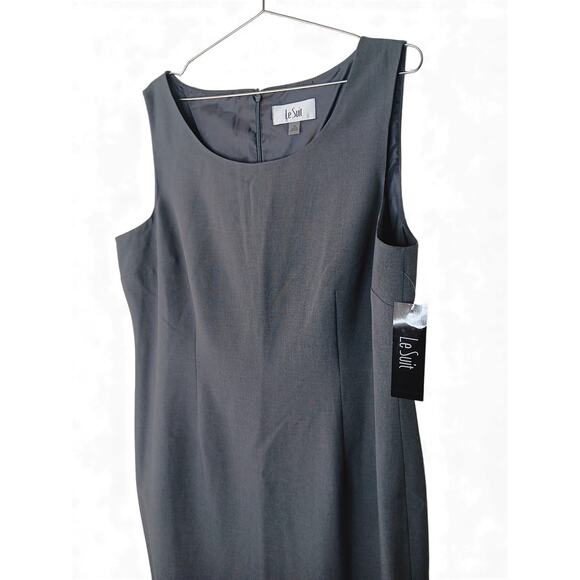 Le Suit Charcoal Sleeveless Sheath Dress Size 18 New with Tags - Picture 8 of 16